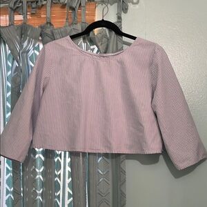 American Apparel Striped Cropped Boxy Blouse